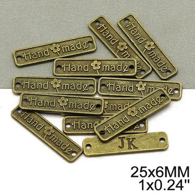 10 buc. Etichete realizate manual Etichete metalice cu fundă, argintiu, bronz, pentru haine, pălării, etichete realizate manual din aliaj vintage, accesorii de cusut 31*19mm