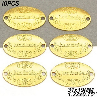 10 buc. Etichete realizate manual Etichete metalice cu fundă, argintiu, bronz, pentru haine, pălării, etichete realizate manual din aliaj vintage, accesorii de cusut 31*19mm