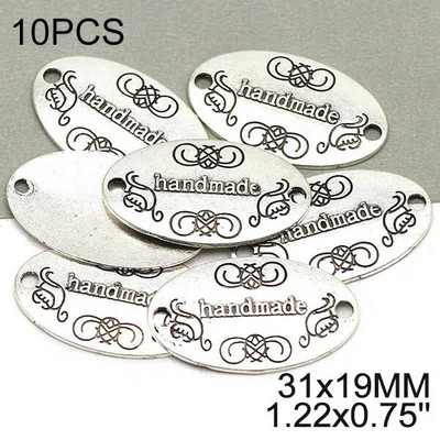 10 buc. Etichete realizate manual Etichete metalice cu fundă, argintiu, bronz, pentru haine, pălării, etichete realizate manual din aliaj vintage, accesorii de cusut 31*19mm