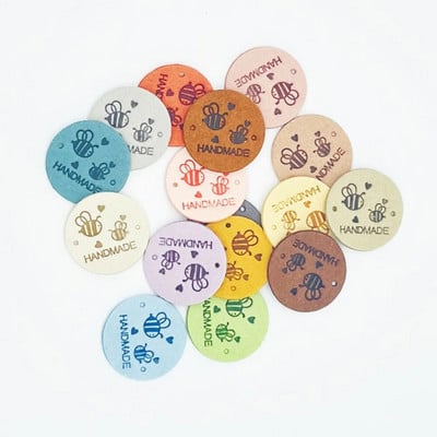 MixedColor 20 ΤΕΜ. Χειροποίητη κυκλική δερμάτινη ετικέτα με μοτίβο μέλισσας ανάγλυφο Ετικέτες ρούχων Παπούτσια Τσάντες Ετικέτες Είδη ραπτικής ρούχων Diy