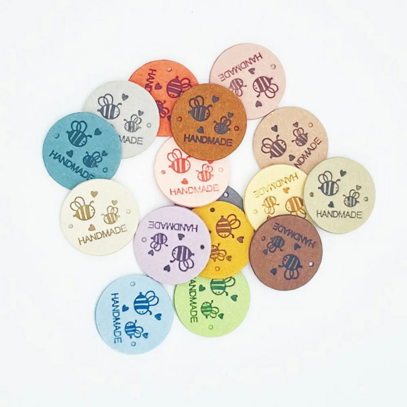 MixedColor 20 ΤΕΜ. Χειροποίητη κυκλική δερμάτινη ετικέτα με μοτίβο μέλισσας ανάγλυφο Ετικέτες ρούχων Παπούτσια Τσάντες Ετικέτες Είδη ραπτικής ρούχων Diy