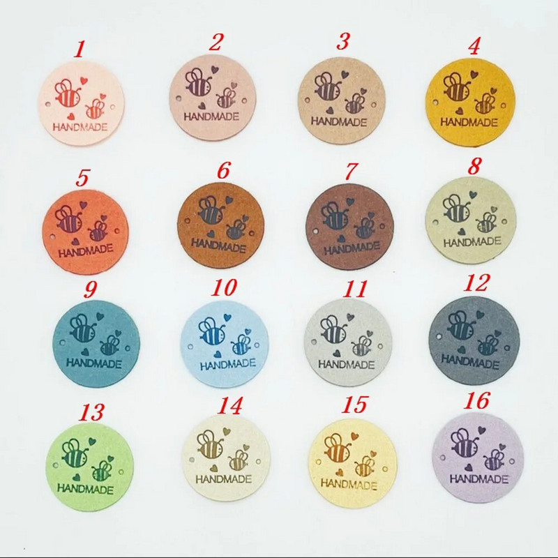 MixedColor 20 ΤΕΜ. Χειροποίητη κυκλική δερμάτινη ετικέτα με μοτίβο μέλισσας ανάγλυφο Ετικέτες ρούχων Παπούτσια Τσάντες Ετικέτες Είδη ραπτικής ρούχων Diy