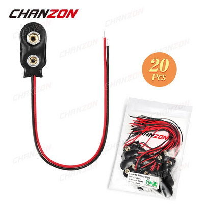 10/20 gab. 9V akumulatora strāvas savienotājs Snap Clip Adapteris T-tipa I-tipa 9 V vads 15cm 24AWG turētājs kabeļa vads ligzdas spraudnis sprādze