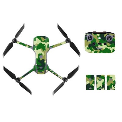 Jauna Camo Camouflage Style Decal Ādas uzlīme DJI Mavic Air 2 Drone + tālvadības pults + 3 bateriju aizsargplēves vāciņš