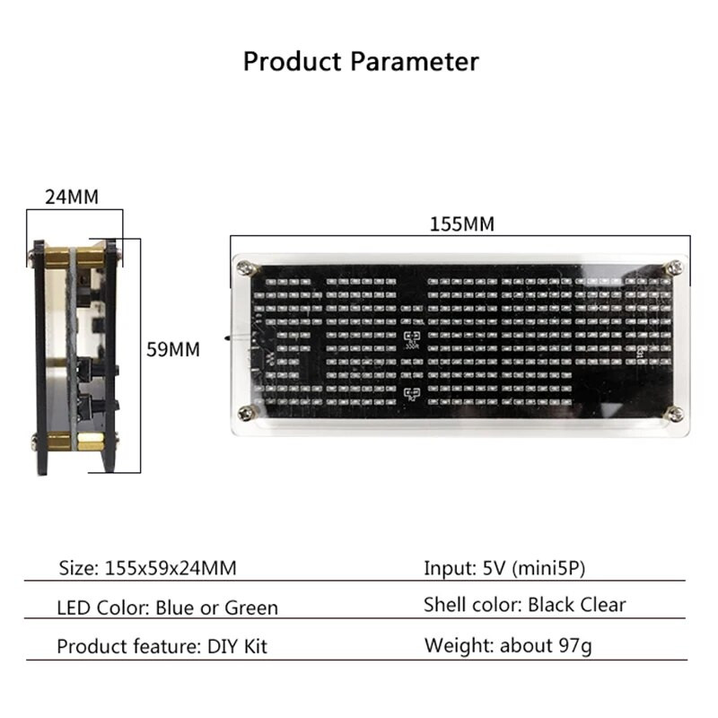 Κιτ DIY SMD LED Dot Matrix Ψηφιακό ρολόι παραγωγής κιτ Ηλεκτρονικό κιτ ρολογιού DIY Μεγάλη οθόνη θερμοκρασίας Ημερομηνία Ρολόι Κιτ DIY