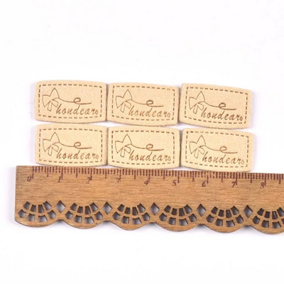 20 τμχ Χειροποίητες δερμάτινες ετικέτες από ίνες ανάγλυφες ετικέτες DIY Flag Label για Αξεσουάρ ραπτικής ενδυμάτων 15x25mm cp3212