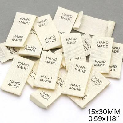 50kom Bež oznake za odjeću Šarene ručno izrađene etikete za čarape Šeširi Ručno izrađene šivane etikete Pamučno tkanje Dodaci za pletenje 15x30MM