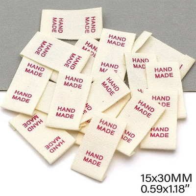 50kom Bež oznake za odjeću Šarene ručno izrađene etikete za čarape Šeširi Ručno izrađene šivane etikete Pamučno tkanje Dodaci za pletenje 15x30MM