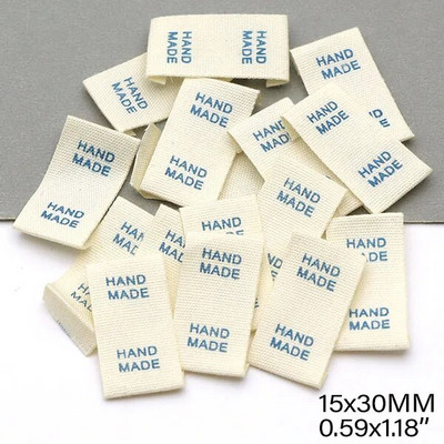 50kom Bež oznake za odjeću Šarene ručno izrađene etikete za čarape Šeširi Ručno izrađene šivane etikete Pamučno tkanje Dodaci za pletenje 15x30MM
