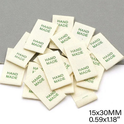 50kom Bež oznake za odjeću Šarene ručno izrađene etikete za čarape Šeširi Ručno izrađene šivane etikete Pamučno tkanje Dodaci za pletenje 15x30MM