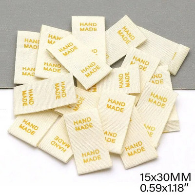 50kom Bež oznake za odjeću Šarene ručno izrađene etikete za čarape Šeširi Ručno izrađene šivane etikete Pamučno tkanje Dodaci za pletenje 15x30MM