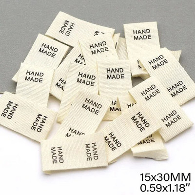 50kom Bež oznake za odjeću Šarene ručno izrađene etikete za čarape Šeširi Ručno izrađene šivane etikete Pamučno tkanje Dodaci za pletenje 15x30MM