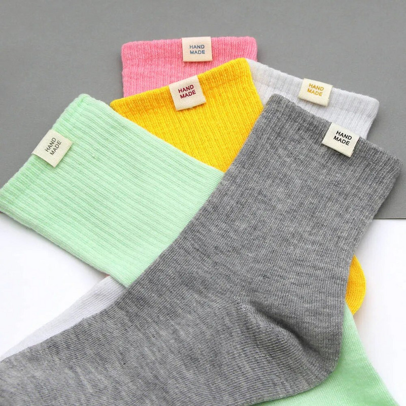 50 τμχ Μπεζ Ρούχα Ετικέτες Πολύχρωμες Χειροποίητες Ετικέτες για Καπέλα Κάλτσες Χειροποίητη Ραπτική Ετικέτα Βαμβακερή Ύφανση Αξεσουάρ πλεξίματος 15x30mm