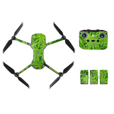Зелен растителен стил Decal Skin Sticker за DJI Mavic Air 2 Drone + Дистанционно управление + 3 батерии Защитно фолио Капак
