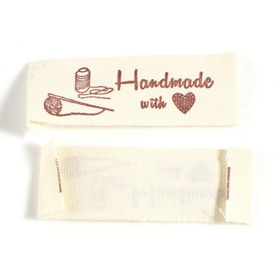 100 τμχ Χειροποίητες κεντημένες ετικέτες Ετικέτες Πολυεστέρας Χειροποίητα με αγάπη Ετικέτα μοτίβο εργαλείων ραφής για αξεσουάρ ραπτικής ρούχων για καπέλο Diy