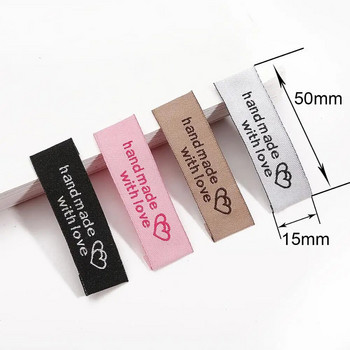 Многоцветни ръчно изработени етикети Тъкани печатни етикети 50X15 мм 20 бр. Етикети за дрехи Направи си сам етикети Занаятчийски аксесоари за шиене