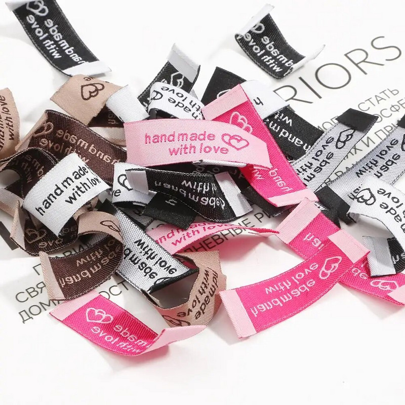 Πολύχρωμες Χειροποίητες Ετικέτες Υφαντές Τυπωμένες Ετικέτες 50X15mm 20τμχ Ετικέτα Ρούχων DIY Ετικέτες Αξεσουάρ ραπτικής χειροτεχνίας