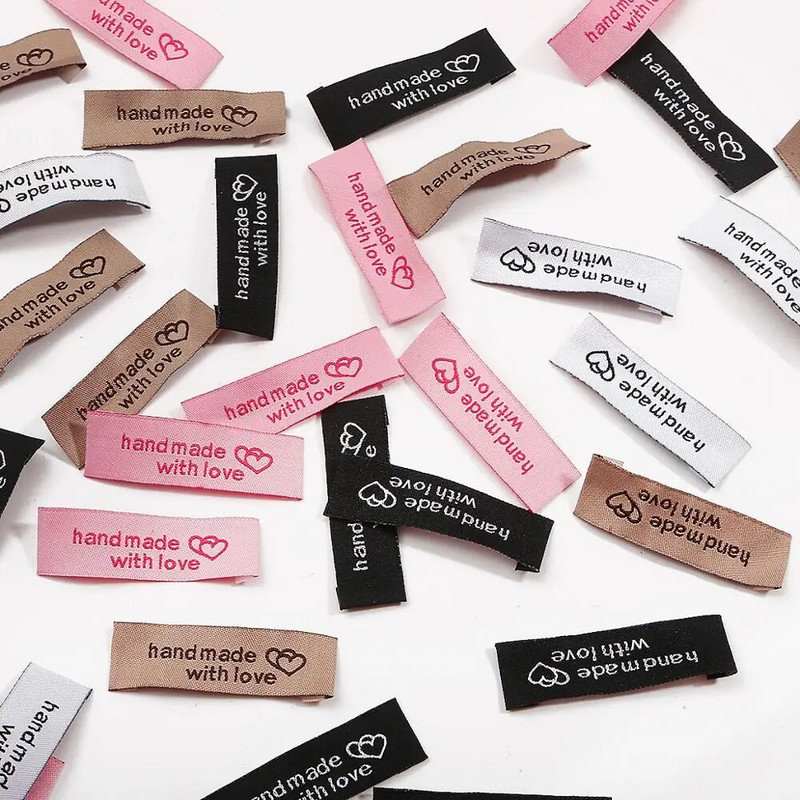 Πολύχρωμες Χειροποίητες Ετικέτες Υφαντές Τυπωμένες Ετικέτες 50X15mm 20τμχ Ετικέτα Ρούχων DIY Ετικέτες Αξεσουάρ ραπτικής χειροτεχνίας