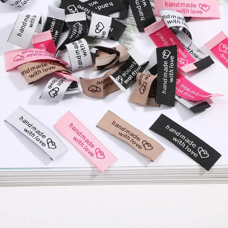 Πολύχρωμες Χειροποίητες Ετικέτες Υφαντές Τυπωμένες Ετικέτες 50X15mm 20τμχ Ετικέτα Ρούχων DIY Ετικέτες Αξεσουάρ ραπτικής χειροτεχνίας