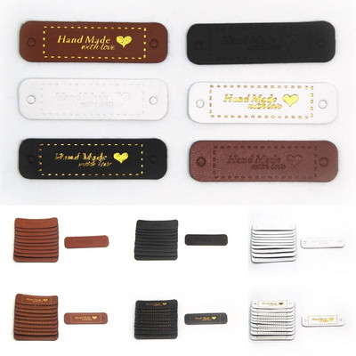 20Pcs PU Leather Labels Tags DIY Hats Bags Clothes Garment Hand Made Sewing Jeans Shoes Love Tags Garment Accessories