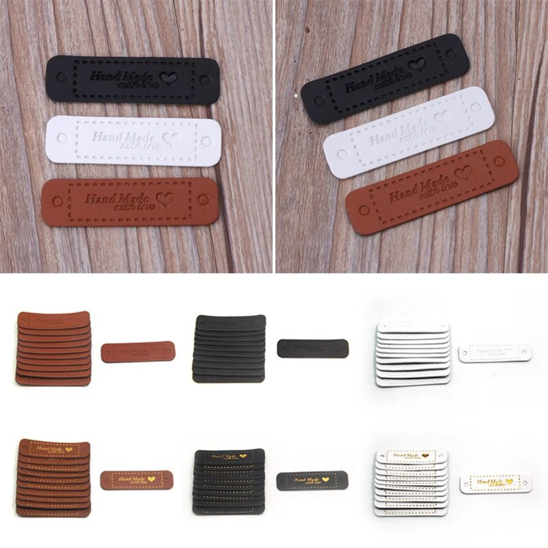 20vnt PU odos etiketės Žymės "pasidaryk pats" Kepurės Krepšiai Drabužiai Rankų darbo siuvimas Džinsai Batai Meilės etiketės Drabužių priedai