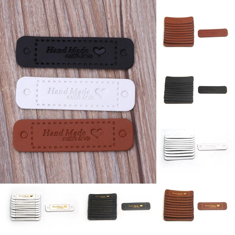 20vnt PU odos etiketės Žymės "pasidaryk pats" Kepurės Krepšiai Drabužiai Rankų darbo siuvimas Džinsai Batai Meilės etiketės Drabužių priedai
