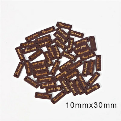 50 tk Käsitsi valmistatud etikett puidust sildid Õmblusnööbid Erinevad värvid Reljeefsed DIY lipp ristkülikukujulised sildid Käsitöötarbed Rõivaste tarvikud