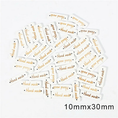 50 tk Käsitsi valmistatud etikett puidust sildid Õmblusnööbid Erinevad värvid Reljeefsed DIY lipp ristkülikukujulised sildid Käsitöötarbed Rõivaste tarvikud
