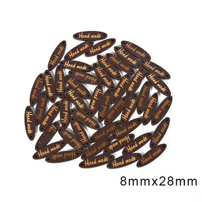 50 tk Käsitsi valmistatud etikett puidust sildid Õmblusnööbid Erinevad värvid Reljeefsed DIY lipp ristkülikukujulised sildid Käsitöötarbed Rõivaste tarvikud