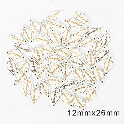 50 tk Käsitsi valmistatud etikett puidust sildid Õmblusnööbid Erinevad värvid Reljeefsed DIY lipp ristkülikukujulised sildid Käsitöötarbed Rõivaste tarvikud