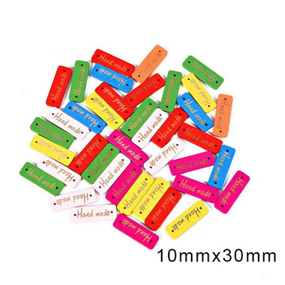 50 tk Käsitsi valmistatud etikett puidust sildid Õmblusnööbid Erinevad värvid Reljeefsed DIY lipp ristkülikukujulised sildid Käsitöötarbed Rõivaste tarvikud