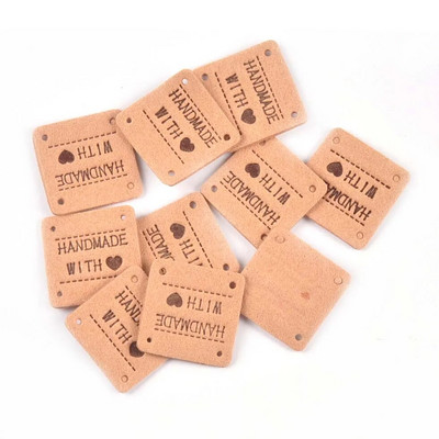 20Gb 2,5cm jauktas krāsas mini kvadrāts "Roku darbs ar mīlestību" Reljefa etiķetes Šūšanai Apģērbi Amatniecība Aksesuāri DIY Somas Cepures Tag