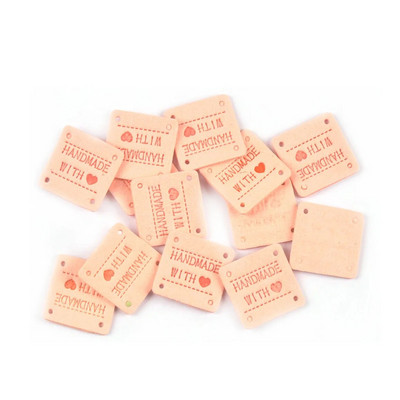 20Gb 2,5cm jauktas krāsas mini kvadrāts "Roku darbs ar mīlestību" Reljefa etiķetes Šūšanai Apģērbi Amatniecība Aksesuāri DIY Somas Cepures Tag
