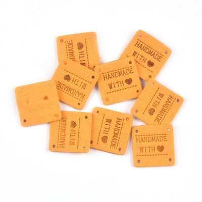 20Gb 2,5cm jauktas krāsas mini kvadrāts "Roku darbs ar mīlestību" Reljefa etiķetes Šūšanai Apģērbi Amatniecība Aksesuāri DIY Somas Cepures Tag