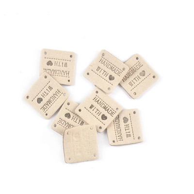 20Gb 2,5cm jauktas krāsas mini kvadrāts "Roku darbs ar mīlestību" Reljefa etiķetes Šūšanai Apģērbi Amatniecība Aksesuāri DIY Somas Cepures Tag