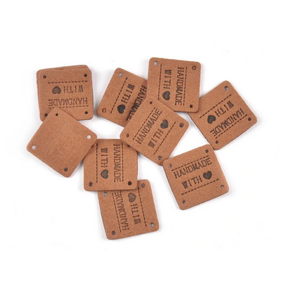 20Gb 2,5cm jauktas krāsas mini kvadrāts "Roku darbs ar mīlestību" Reljefa etiķetes Šūšanai Apģērbi Amatniecība Aksesuāri DIY Somas Cepures Tag