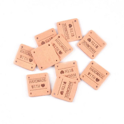 20Gb 2,5cm jauktas krāsas mini kvadrāts "Roku darbs ar mīlestību" Reljefa etiķetes Šūšanai Apģērbi Amatniecība Aksesuāri DIY Somas Cepures Tag