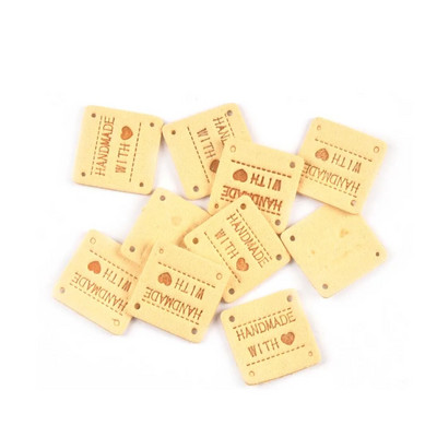 20Gb 2,5cm jauktas krāsas mini kvadrāts "Roku darbs ar mīlestību" Reljefa etiķetes Šūšanai Apģērbi Amatniecība Aksesuāri DIY Somas Cepures Tag