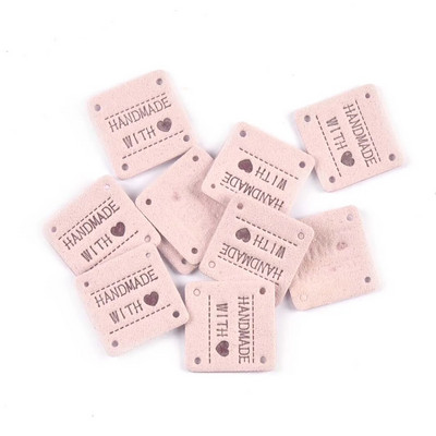 20Gb 2,5cm jauktas krāsas mini kvadrāts "Roku darbs ar mīlestību" Reljefa etiķetes Šūšanai Apģērbi Amatniecība Aksesuāri DIY Somas Cepures Tag