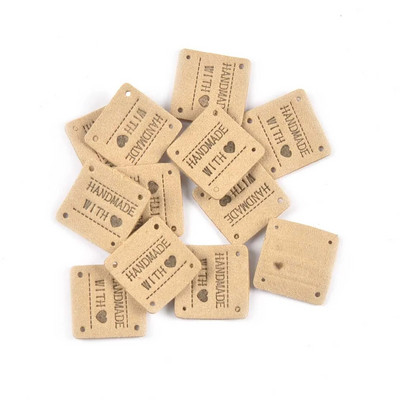 20Gb 2,5cm jauktas krāsas mini kvadrāts "Roku darbs ar mīlestību" Reljefa etiķetes Šūšanai Apģērbi Amatniecība Aksesuāri DIY Somas Cepures Tag