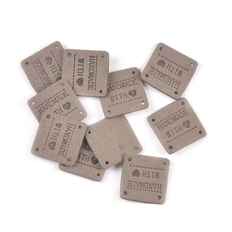 20Gb 2,5cm jauktas krāsas mini kvadrāts "Roku darbs ar mīlestību" Reljefa etiķetes Šūšanai Apģērbi Amatniecība Aksesuāri DIY Somas Cepures Tag