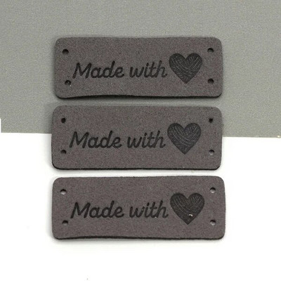 20 τμχ Ετικέτες Καρδιά Χειροποίητη Ετικέτα Φτιαγμένη με Αγάπη Ετικέτες για ρούχα Ραμμένα Δερμάτινα Ετικέτα DIY Καπέλο Κασκόλ Δώρο Αξεσουάρ ενδυμάτων