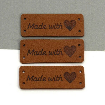 20 τμχ Ετικέτες Καρδιά Χειροποίητη Ετικέτα Φτιαγμένη με Αγάπη Ετικέτες για ρούχα Ραμμένα Δερμάτινα Ετικέτα DIY Καπέλο Κασκόλ Δώρο Αξεσουάρ ενδυμάτων