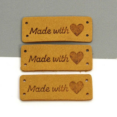 20 τμχ Ετικέτες Καρδιά Χειροποίητη Ετικέτα Φτιαγμένη με Αγάπη Ετικέτες για ρούχα Ραμμένα Δερμάτινα Ετικέτα DIY Καπέλο Κασκόλ Δώρο Αξεσουάρ ενδυμάτων