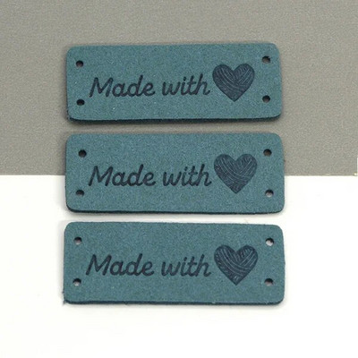 20 τμχ Ετικέτες Καρδιά Χειροποίητη Ετικέτα Φτιαγμένη με Αγάπη Ετικέτες για ρούχα Ραμμένα Δερμάτινα Ετικέτα DIY Καπέλο Κασκόλ Δώρο Αξεσουάρ ενδυμάτων
