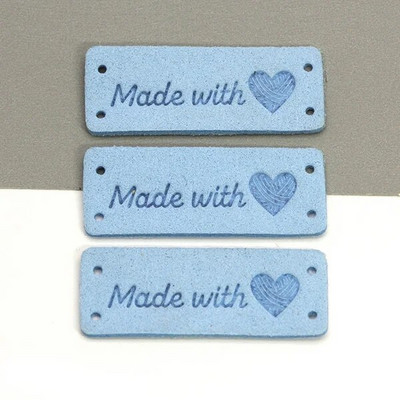 20 τμχ Ετικέτες Καρδιά Χειροποίητη Ετικέτα Φτιαγμένη με Αγάπη Ετικέτες για ρούχα Ραμμένα Δερμάτινα Ετικέτα DIY Καπέλο Κασκόλ Δώρο Αξεσουάρ ενδυμάτων
