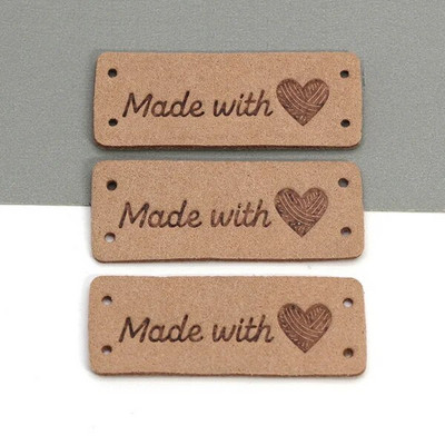 20 τμχ Ετικέτες Καρδιά Χειροποίητη Ετικέτα Φτιαγμένη με Αγάπη Ετικέτες για ρούχα Ραμμένα Δερμάτινα Ετικέτα DIY Καπέλο Κασκόλ Δώρο Αξεσουάρ ενδυμάτων