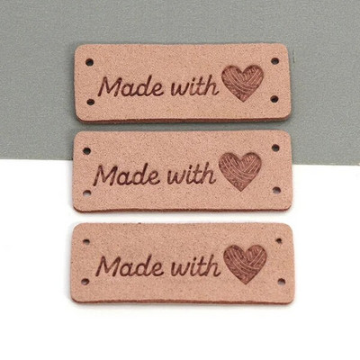 20 τμχ Ετικέτες Καρδιά Χειροποίητη Ετικέτα Φτιαγμένη με Αγάπη Ετικέτες για ρούχα Ραμμένα Δερμάτινα Ετικέτα DIY Καπέλο Κασκόλ Δώρο Αξεσουάρ ενδυμάτων