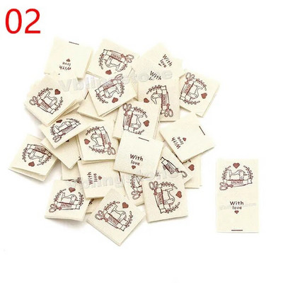 50 tk Käsitsi valmistatud riidest etiketid õmblusmasin jänes puuvillane kootud volditud sildid Beež käsitsi valmistatud silt kootud mütsidele 20x40MM
