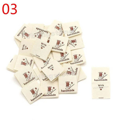50 tk Käsitsi valmistatud riidest etiketid õmblusmasin jänes puuvillane kootud volditud sildid Beež käsitsi valmistatud silt kootud mütsidele 20x40MM